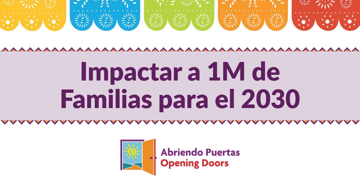 Graphic with Spanish text about impacting 1 million families
